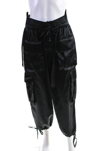 Dolce and Gabbana Womens High Rise Drawstring Ankle Cargo Pants Black Size IT 38