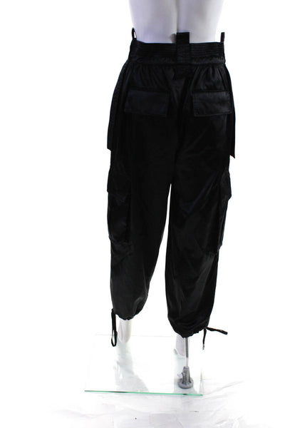 Dolce and Gabbana Womens High Rise Drawstring Ankle Cargo Pants Black Size IT 38