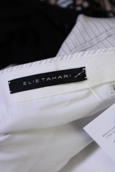 Elie Tahari Womens Linen Pinstripe Zip Up Pencil Skirt White Size 6