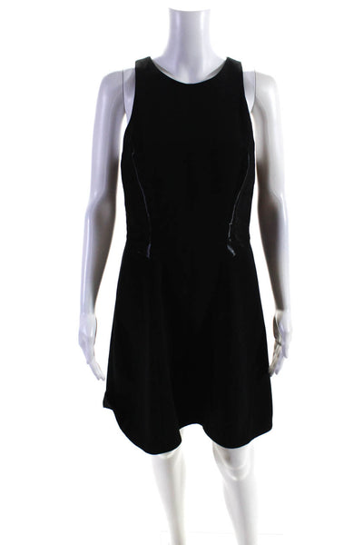 Rag & Bone Womens Sleeveless Round Neck A-Line Zip Up Mini Dress Black Size 6