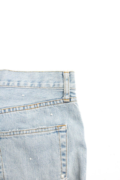 Jonathan Simkhai Womens Beaded Patchwork Distress Straight Jeans Blue Size EUR25