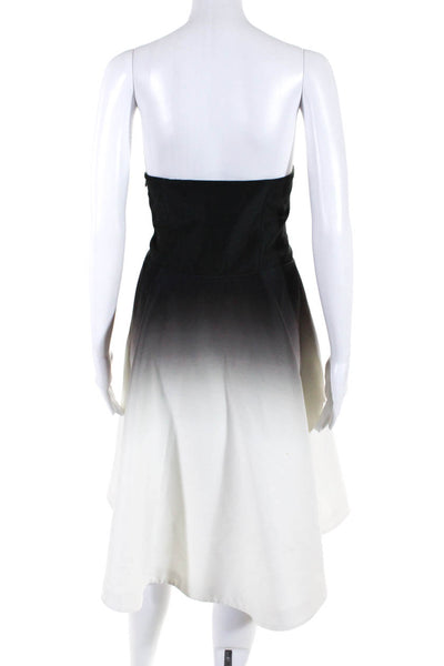 Halston Heritage Womens Strapless Gradient A-Line Dress Black White Size 6