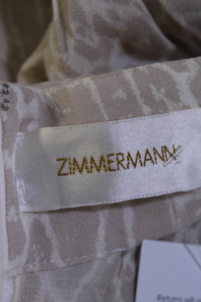 Zimmermann Womens Leopard Print High Neck Cut Out Flared Jumpsuit Beige Size 1