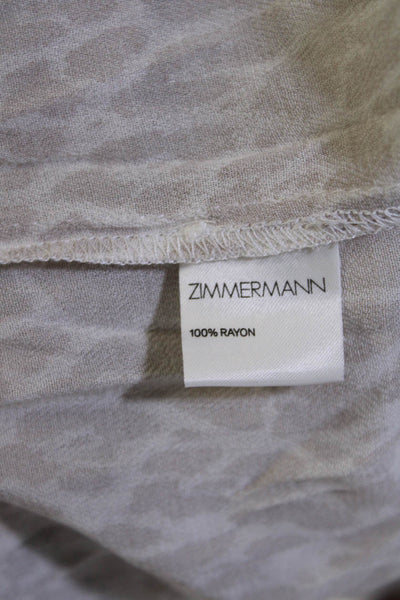 Zimmermann Womens Leopard Print High Neck Cut Out Flared Jumpsuit Beige Size 1