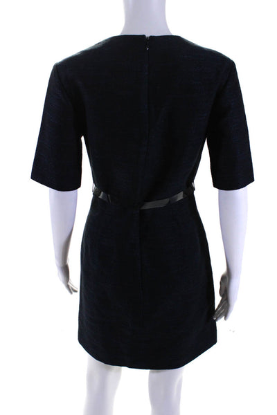 3.1 Phillip Lim Womens Linen Patchwork Belted Zipped Sheath Dress Gray Size 2