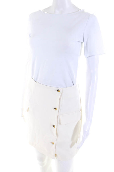 Lovers + Friends Womens Four Button Mini Pencil Skirt White Size Small