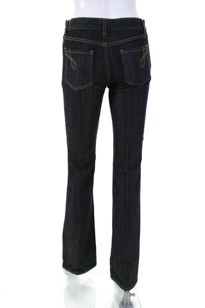 Joseph Womens Mid Rise Pleated Jeans Denim Pants Dark Blue Size FR 36