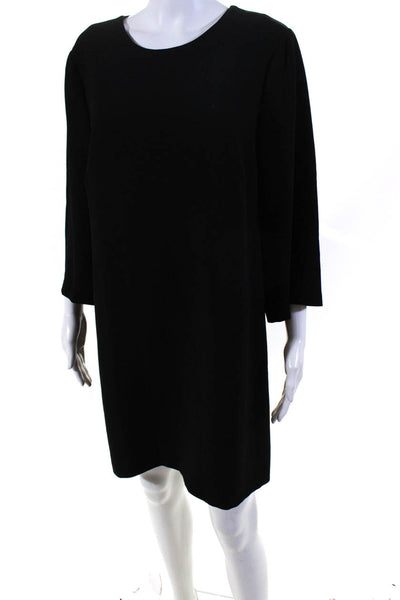 BCBGeneration Womens 3/4 Sleeve Scoop Neck Knee Length Shift Dress Black Large