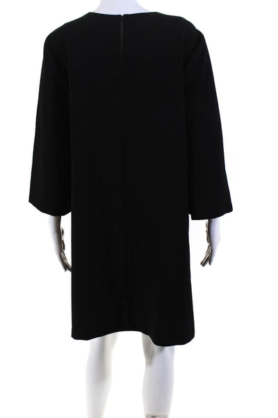 BCBGeneration Womens 3/4 Sleeve Scoop Neck Knee Length Shift Dress Black Large