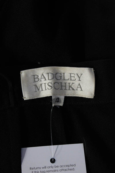 Badgley Mischka Women's Pleated Front Wide Leg Trousers Pants Black Size 4