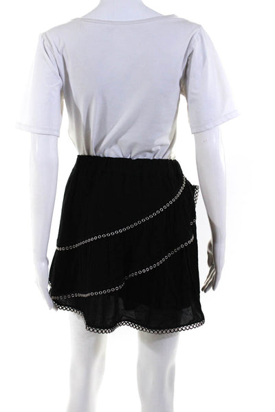 IRO Womens Layered Tiered Grommet Elastic Slip On Mini Skirt Black Size 34