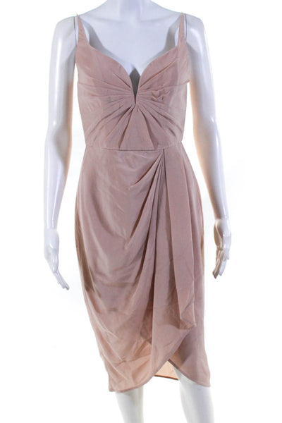 Zimmermann Womens Silk Pleated Sweetheart Asymmetrical Sheath Dress Pink Size 1