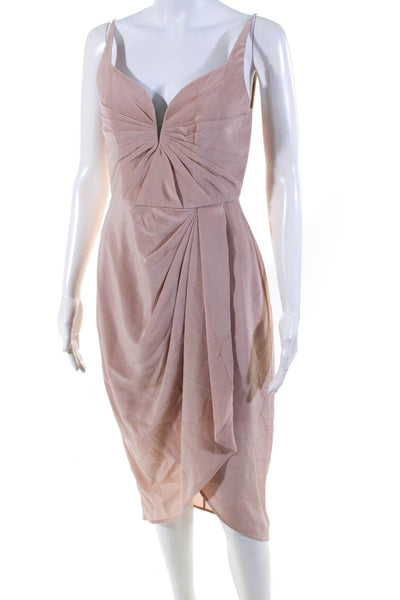 Zimmermann Womens Silk Pleated Sweetheart Asymmetrical Sheath Dress Pink Size 1