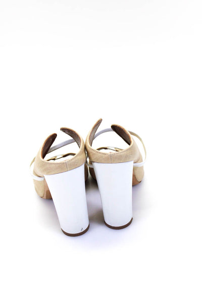 Malone Souliers by Roy Luwolt Womens Norah Mules Block Heels Beige Size 38 8