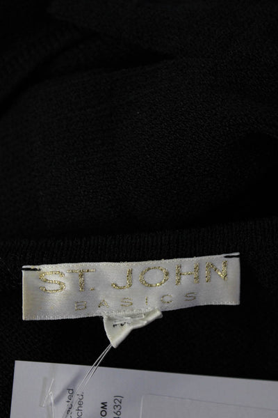 St. John Basics Womens Round Neck Knit Textured Sleeveless Tank Top Black Size M