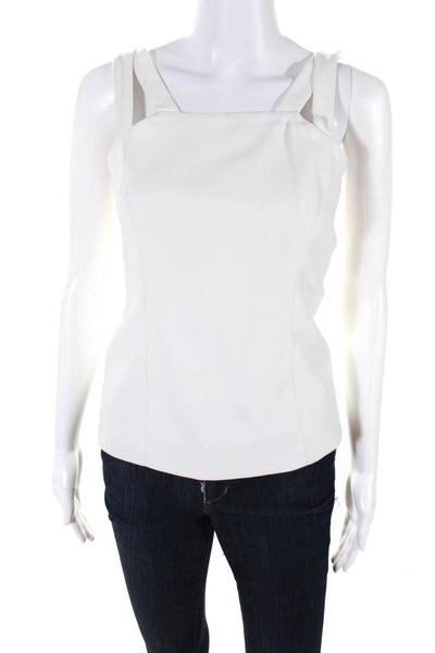 Jay Godfrey Women's Square Neck Cut Out Zip Up Tank Top Blouse White Size 4