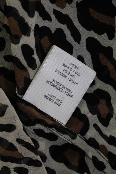 Equipment Femme Women's Long Sleeve Collared Cheetah Print Blouse Brown Size S
