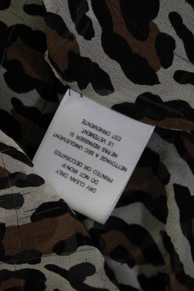 Equipment Femme Women's Long Sleeve Collared Cheetah Print Blouse Brown Size S