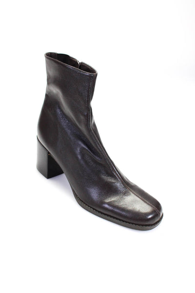 Calico Women's Leather Block Heel Ankle Bootie Brown Size 9.5