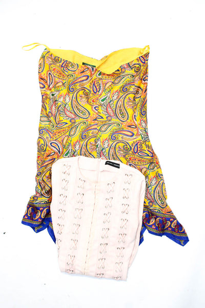 Lauren Ralph Lauren Carli Bybel Womens Skirt Dress Yellow Pink Size 10 2 Lot 2