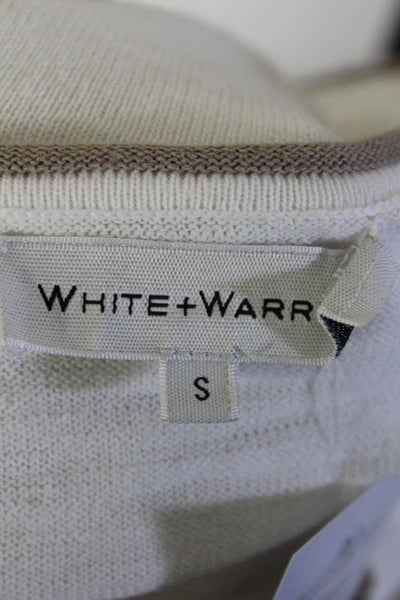 White + Warren Women's V-Neck Long Sleeves Sweater Blouse White Size S