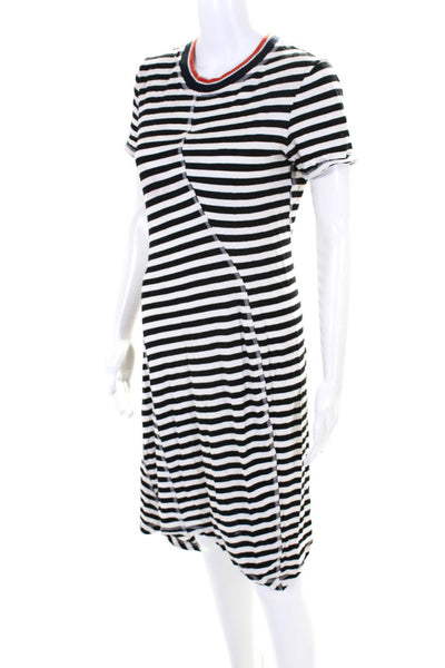 Grey Jason Wu Women's Striped Short Sleeve T-Shirt Dress Black White Size S