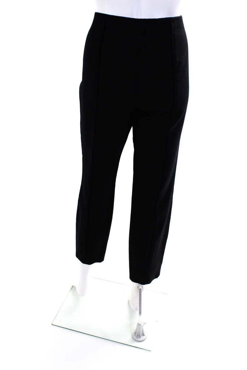 The Row Womens Side Zip High Rise Pleated Cropped Pants Black Wool