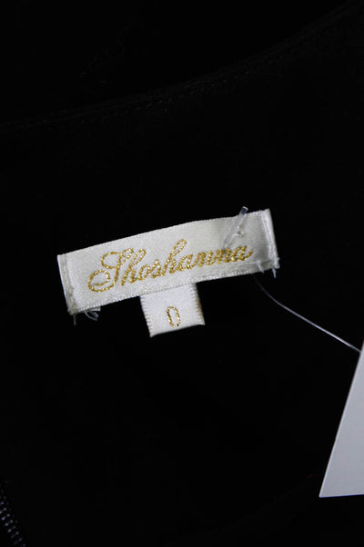Shoshanna Womens Pleated V-Neck 3/4 Sleeve Knee-Length Pencil Dress Black Size 0