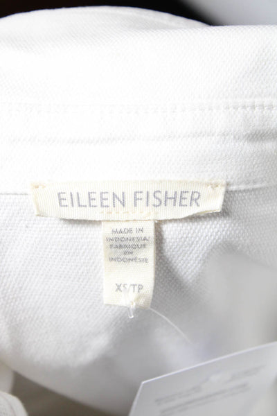 Eileen Fisher Womens Cotton Collared Button Up Jean Jacket White Size XS