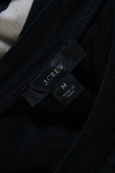 J Crew Womens Striped Short Sleeve Shirt Dress Black Beige Cotton Size Medium