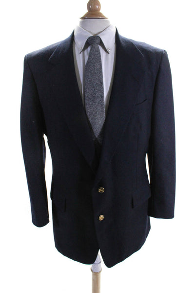 Burberrys Mens Two-Buttoned Darted Collared Long Sleeve Blazer Navy Size XL