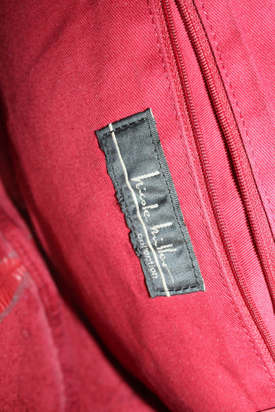 Nicole Miller Womens Magnetic Flap Leather Shoulder Bag Tote Handbag Red
