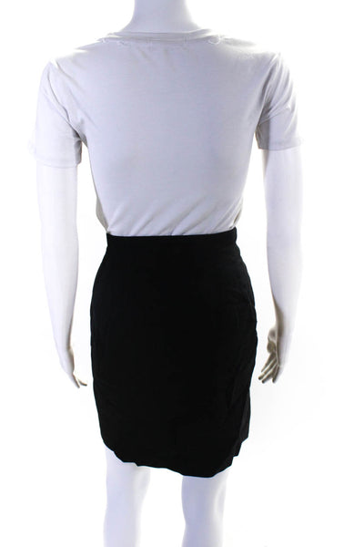 Gianni Sport Womens Vintage Surplice Woven Pencil Skirt Black Wool Size 12