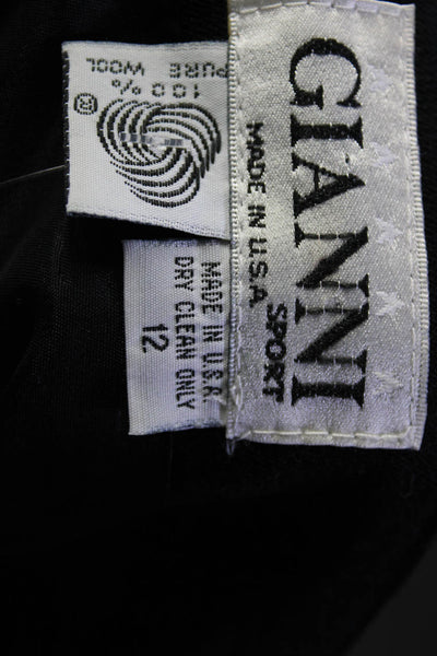 Gianni Sport Womens Vintage Surplice Woven Pencil Skirt Black Wool Size 12