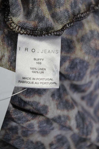 IRO Jeans Womens Linen Animal Print Buffy Shirt Brown Black Size Large
