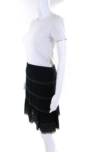 BCBGMaxazria Women's Cotton Lace Trim Ruffle Skirt Black Size 0