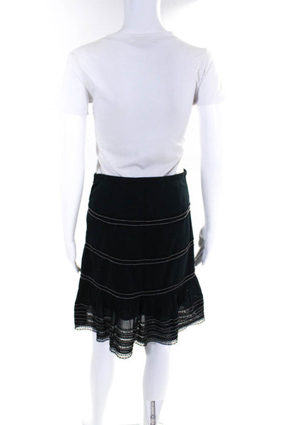 BCBGMaxazria Women's Cotton Lace Trim Ruffle Skirt Black Size 0