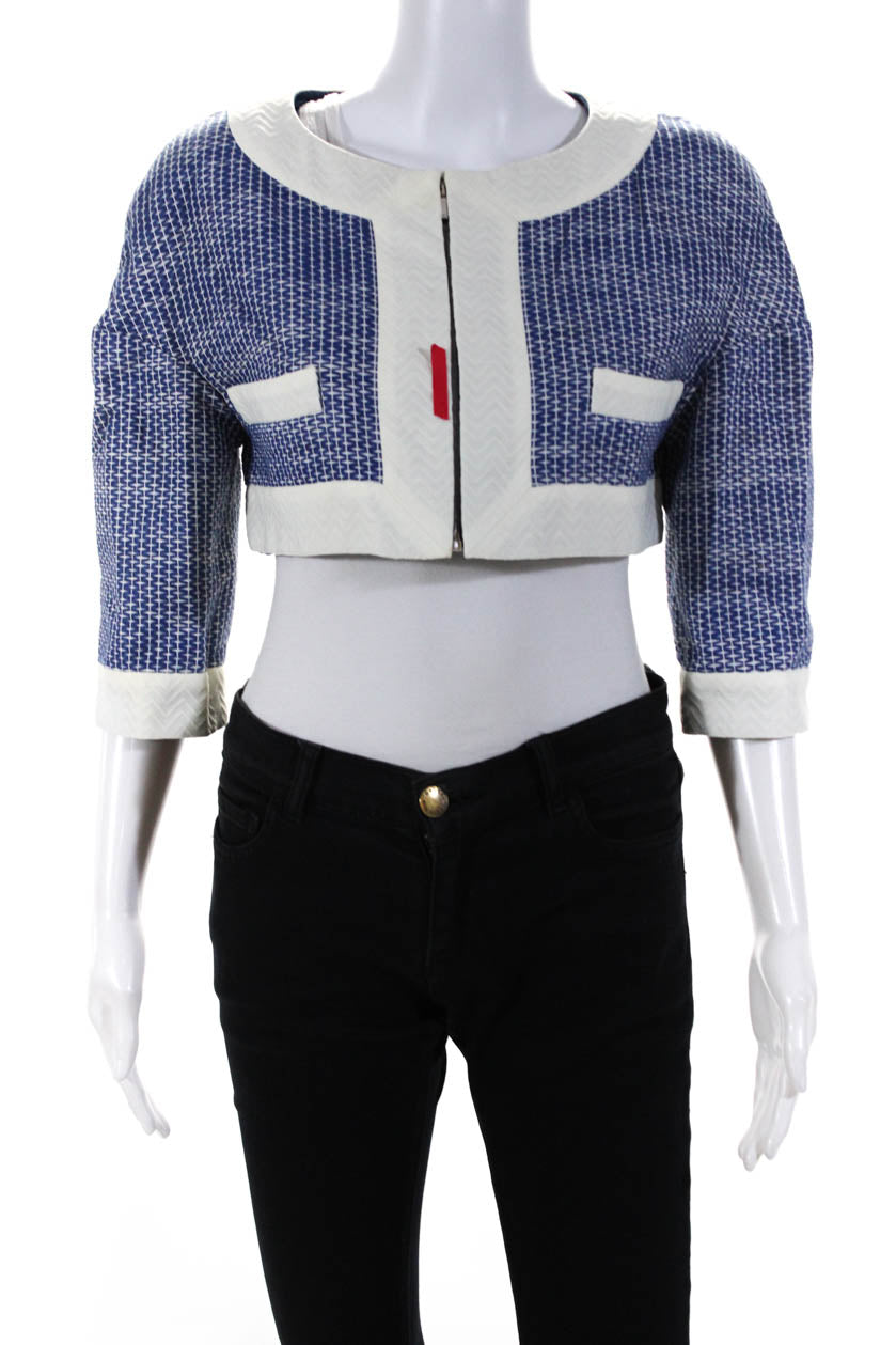 Louis Vuitton Monogram Jacquard Zip-Up Denim Jacket White. Size 36