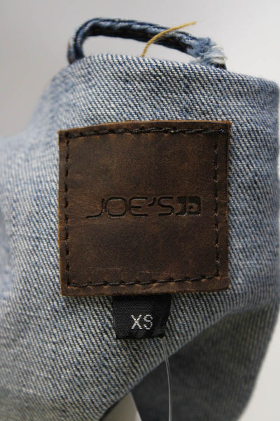Joes Women's Long Sleeve Collared Distressed Denim Jean Jacket Blue Size XS