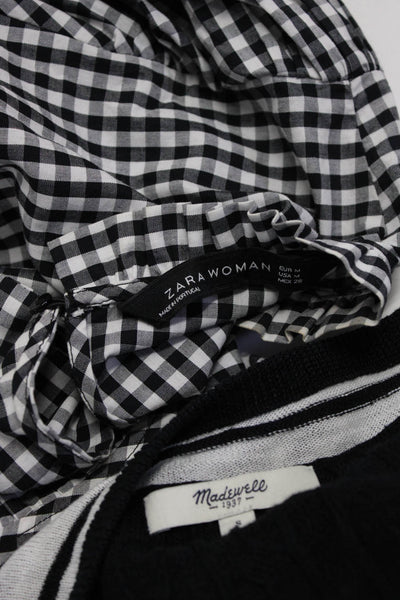 Madewell Zara Woman Womens V Neck Sweater Plaid Shirt Size Small Medium Lot 2