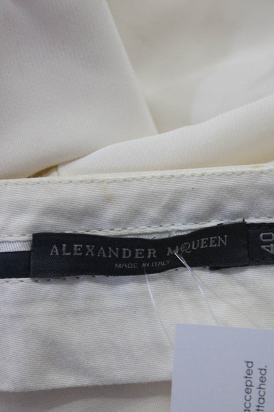 Alexander McQueen Womens Mid Rise Slim Leg Pleated Dress Pants Ivory Size IT 40
