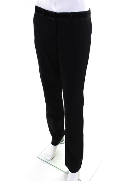 Robert Rodriguez Womens Straight Leg Velvet Satin Trim Dress Pants Black Size 4