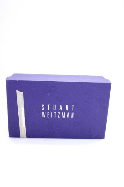 Stuart Weitzman Womens Leather Sole Glitter Buckle Stiletto Heels Silver Size 10