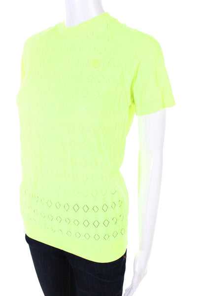 G-STAR Women Raw Correct Womens Knit Short Sleeve T-Shirt Top Neon Yellow Size S