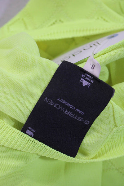 G-STAR Women Raw Correct Womens Knit Short Sleeve T-Shirt Top Neon Yellow Size S