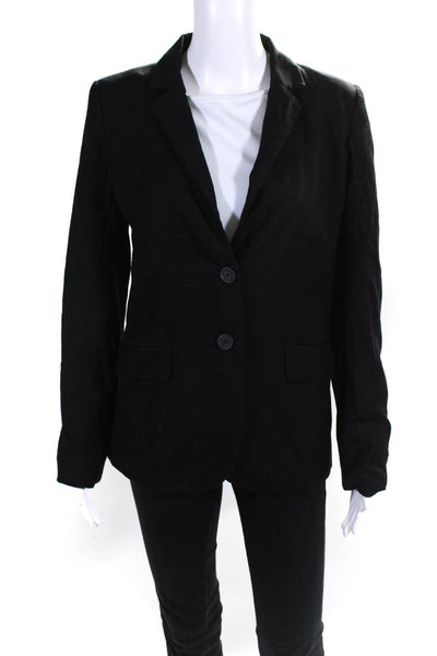 J Crew Womens Wool Notch Collar Flap Pockets Two Button Blazer Black Size 6T