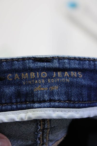 Cambio Womens Zipper Fly High Rise Fringe Skinny Jeans Blue Denim Size 4
