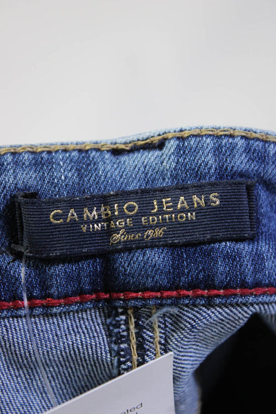 Cambio Womens Zipper Fly Medium Wash Fringe Ankle Skinny Jeans Blue Size 4