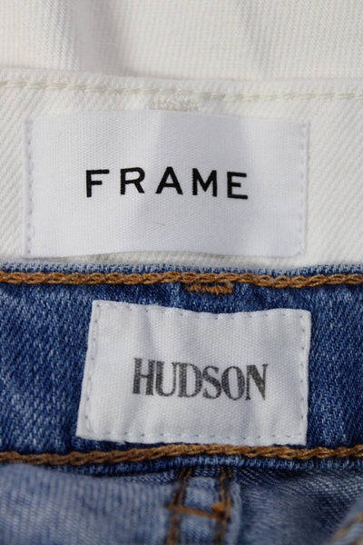 Hudson Frame Womens Cotton Skinny Leg Wide Leg Jeans Blue White Size 24 25 Lot 2