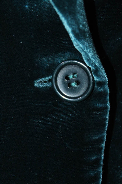 Ecru Women's Collar Long Sleeves One Button Unlined Blazer Green Size XS